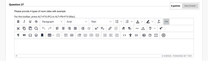Question 27 Please provide 4 types of room rates
