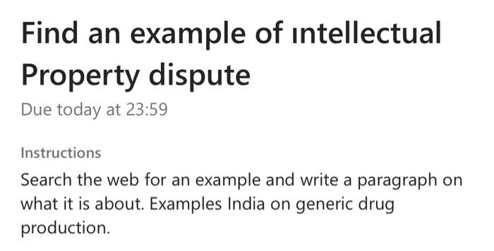 Find an example of intellectual Property dispute