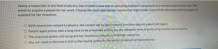 Juana, a researcher in the field of physics, has