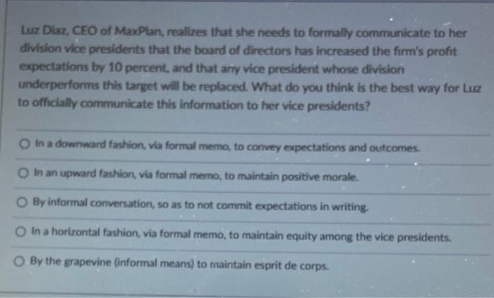 Luz Diaz, CEO of MaxPlan, realizes that she needs