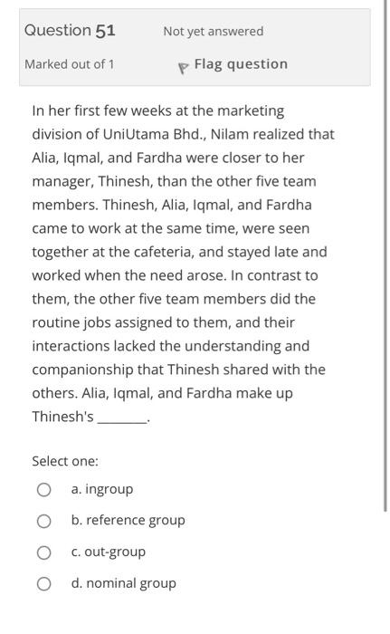 Question 32 Not yet answered Marked out of 1 p
