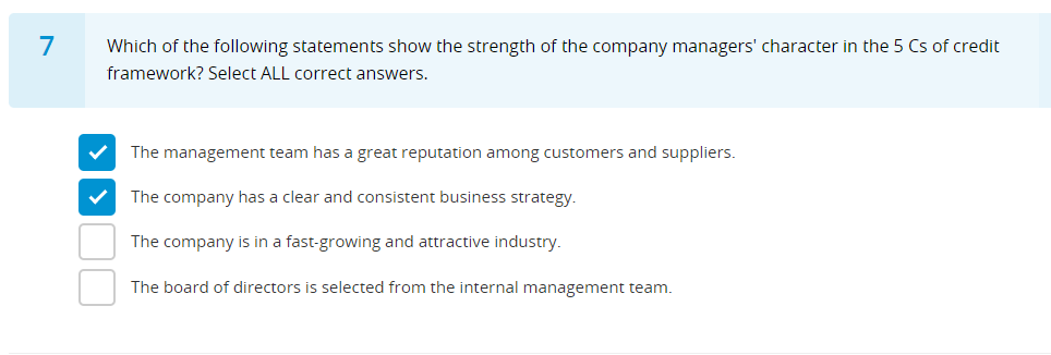 7 Which of the following statements show the