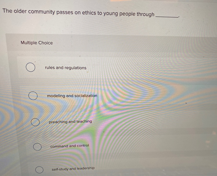 The older community passes on ethics to young