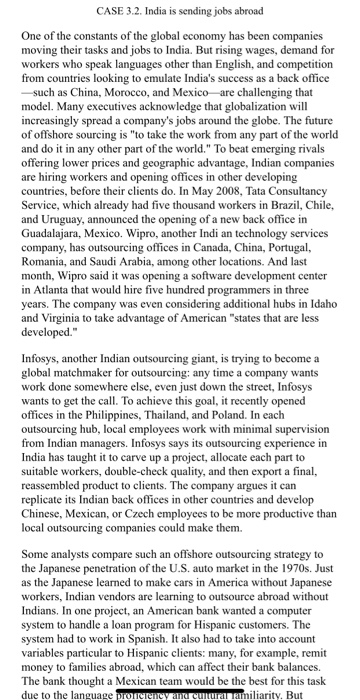 CASE 3.2. India is sending jobs abroad One of the