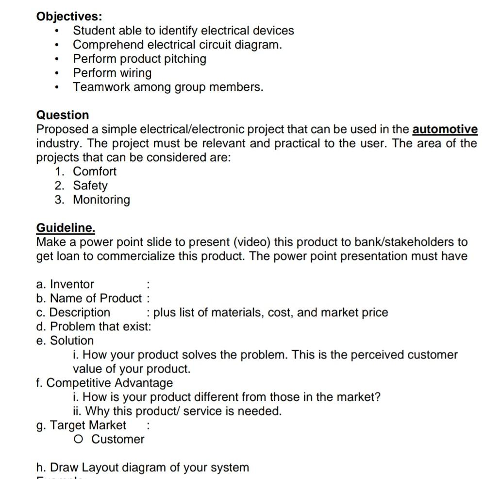 Objectives: Student able to identify electrical