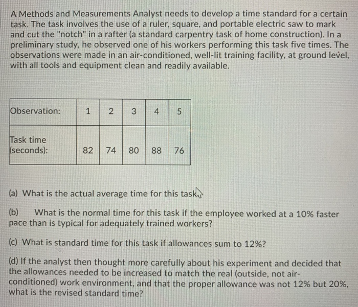 A Methods and Measurements Analyst needs to