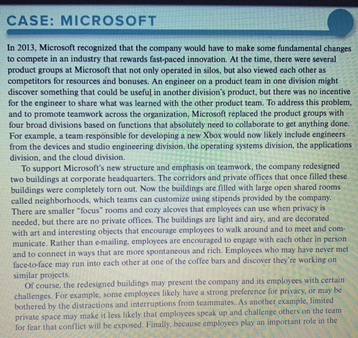 CASE: MICROSOFT In 2013, Microsoft recognized