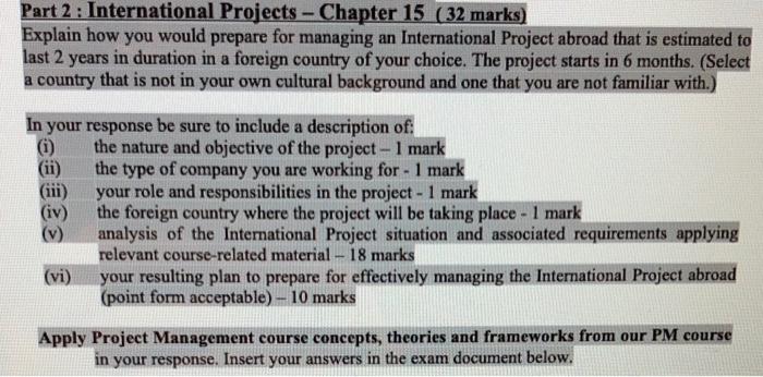 Project Management course. Part 2 : International