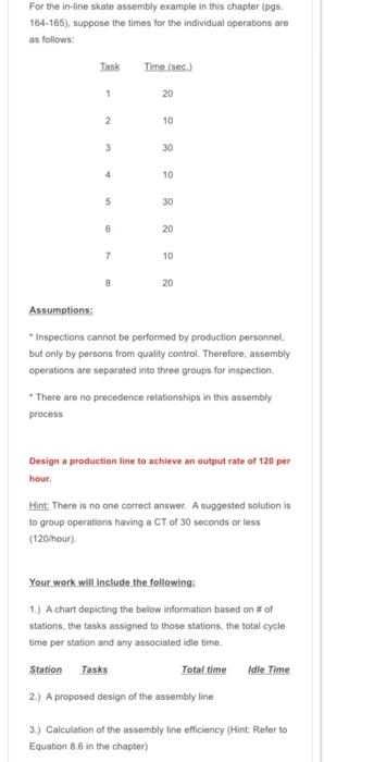 For the in-line skate assembly example in this