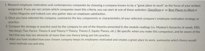 1. Research employee motivation and contemporary