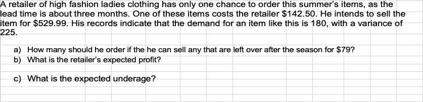 A retailer of high fashion ladies clothing has