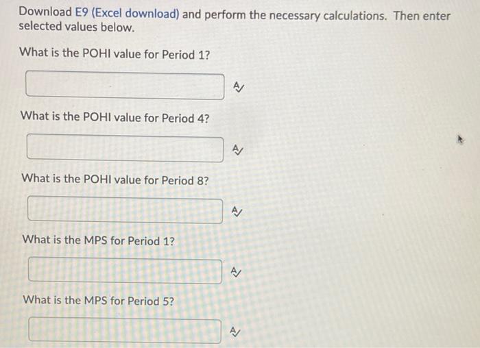 Download E9 (Excel download) and perform the