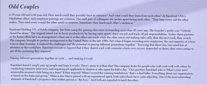 Odd Couples A 29.year-old and a 68.ywar-old. How