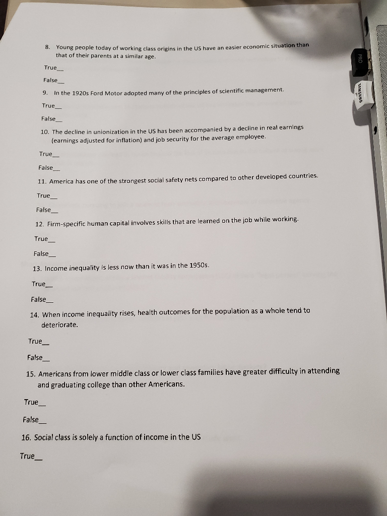 age 8. Young people today of working class