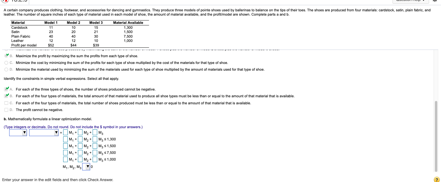 just need b. A certain company produces clothing,