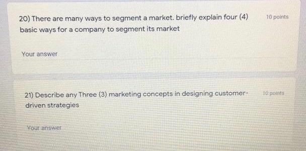 10 points 20) There are many ways to segment a