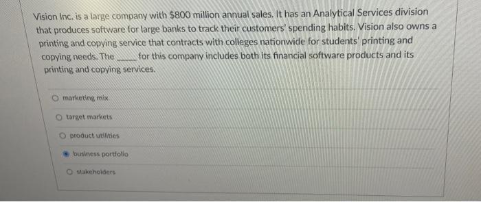 Vision Inc. is a large company with $800 million