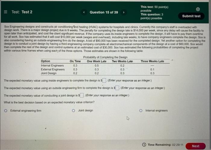 urgent please! Sox Engineoring designs and