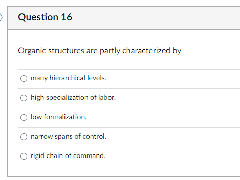 > Question 16 Organic structures are partly
