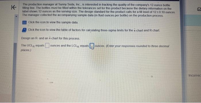 The production manager at Sunny Soda, Inc., is