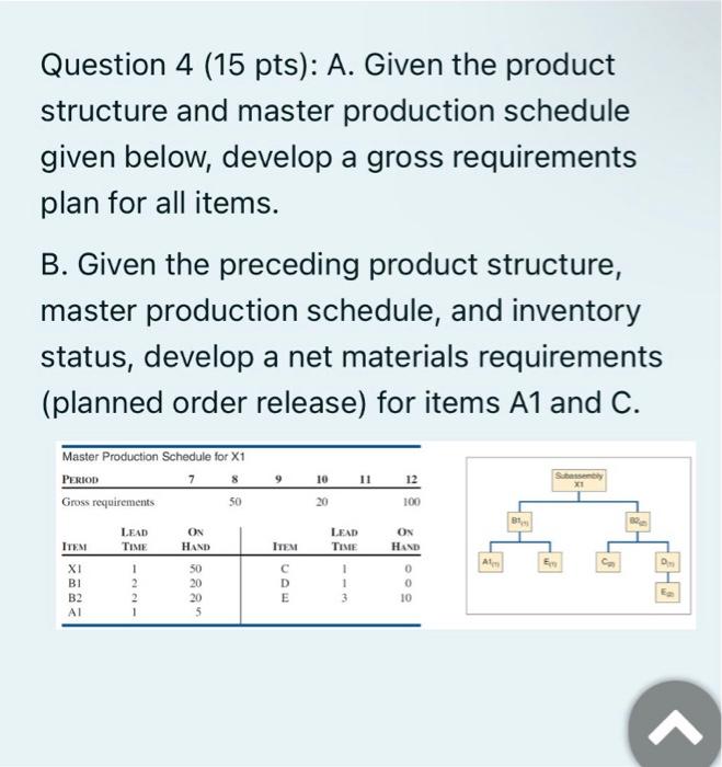 Question 4 (15 pts): A. Given the product