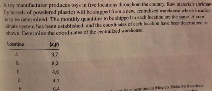 A toy manufacturer produces toys in five