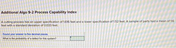 Additional Algo 9-2 Process Capability Index A