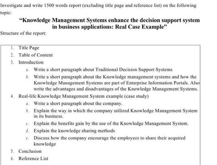 IT in business course Investigate and write 1500