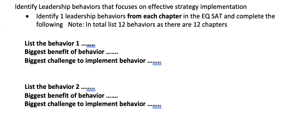 Identify Leadership behaviors that focuses on
