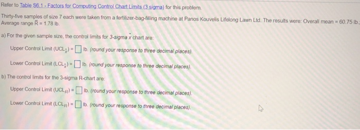 Refer to Table 56.1 - Factors for Computing