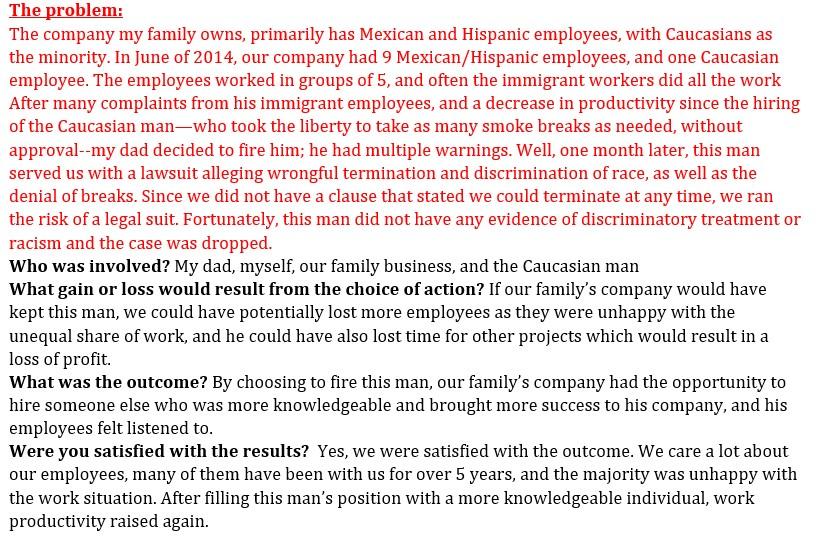 What ETHICS are involved here? what are two