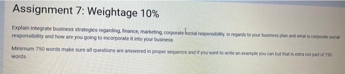 Assignment 7: Weightage 10% Explain Integrate