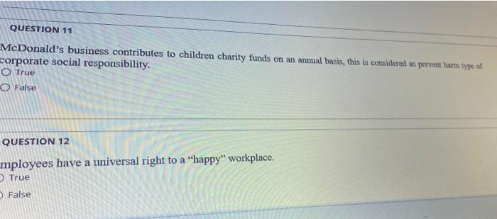 QUESTION 11 McDonald's business contributes to