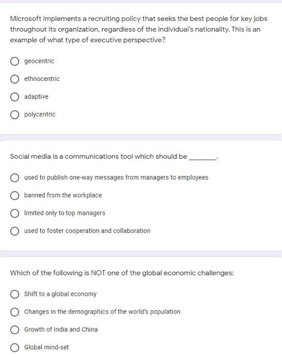 Microsoft implements a recruiting policy that