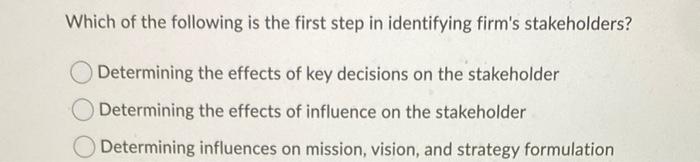 Which of the following is the first step in