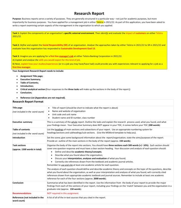 please Meet all criteria. Do the report