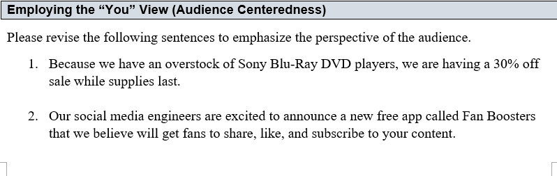 Employing the "You View (Audience Centeredness)