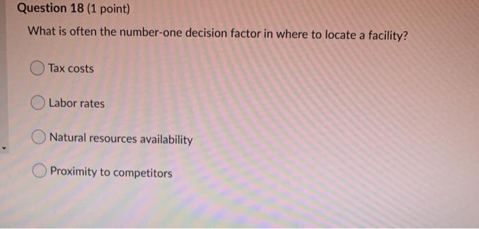 Question 18 (1 point) What is often the
