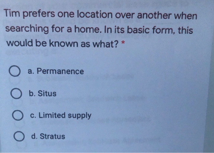 Tim prefers one location over another when