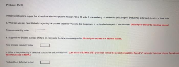 Problem 10-21 Design specifications require that