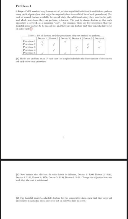 please solve all parts by hand Problem 1 A