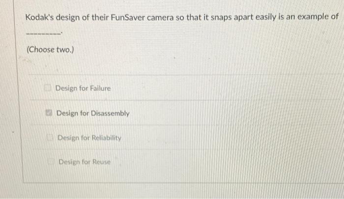 Kodak's design of their FunSaver camera so that
