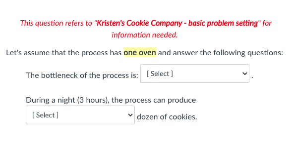 Kristen's Cookie Company - basic problem setting