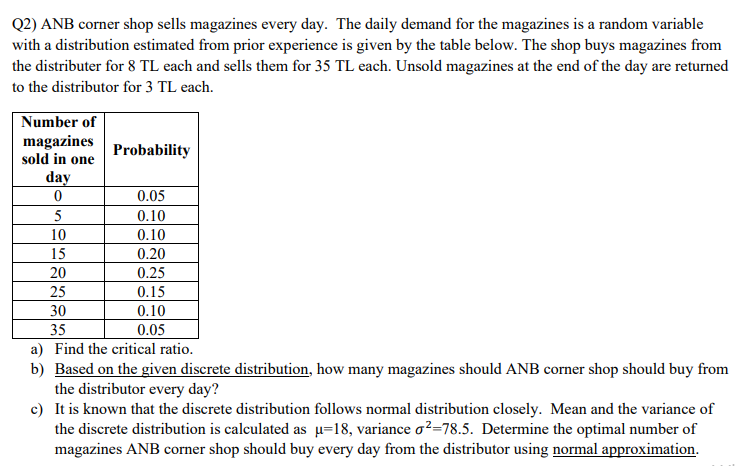 (2) ANB corner shop sells magazines every day.