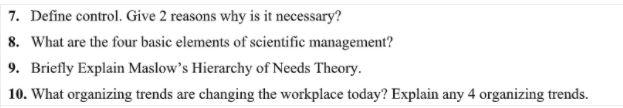 7. Define control. Give 2 reasons why is it