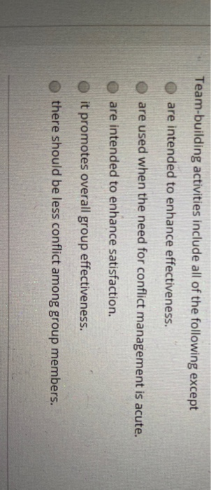 Team-building activities include all of the