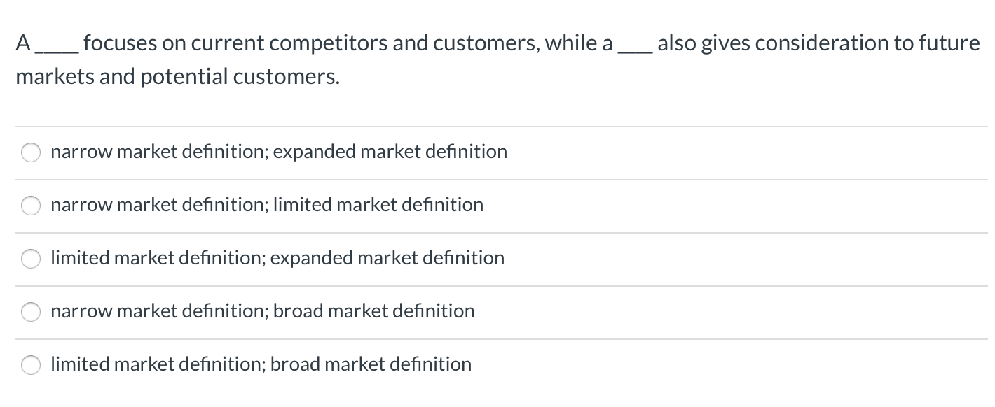 A_ focuses on current competitors and customers,