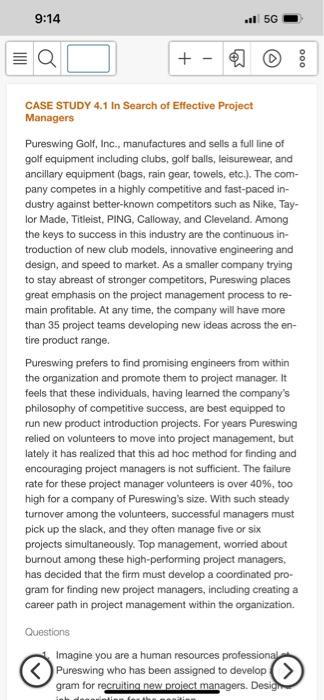 Questions 2 & 3 9:14 al 5G + - D 000 CASE STUDY