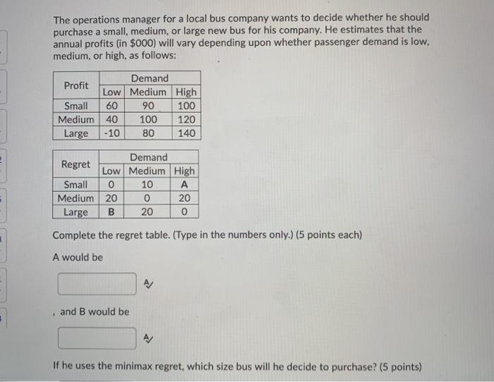 The operations manager for a local bus company