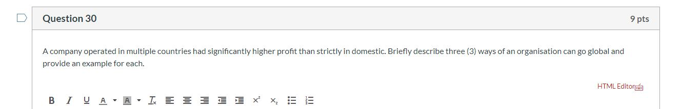 U Question 30 9 pts A company operated in